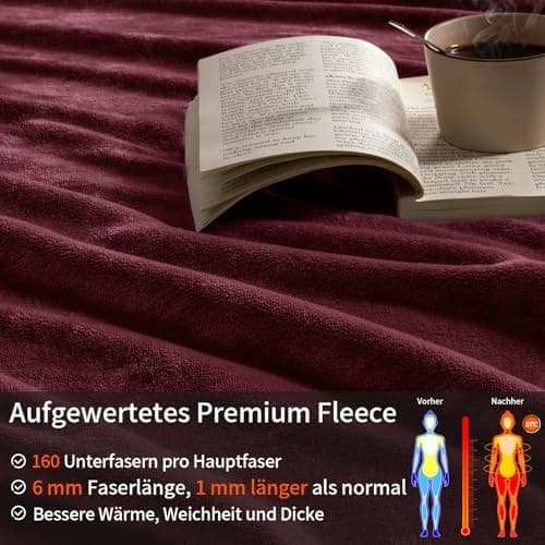 Oeko-Tex Weich Warm Kuscheldecke PHF Flauschig Fleecedecke 130x150cm - Beige, Couch, Sofa & Bett Überwurf