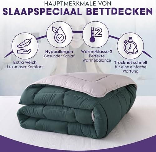 Bettdecke ohne Bezug 135x200 Grau Beige - Wärmeklasse 2 Steppdecke mit Gelfasern für Daunengefühl - Ganzjahresdecke