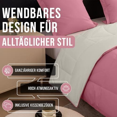 Oeko-TEX Zertifiziert_sleep komfortabel 4-jahreszeiten Bettdecke 135x200 Washbar Baumwolle & Mikrofaser Atmungsaktiv + K