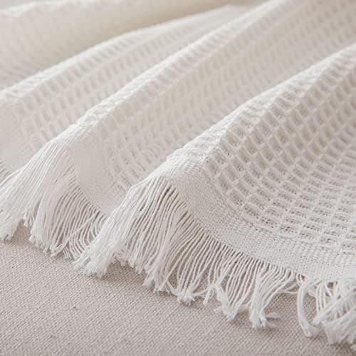 GAOWEI Premium Tagesdecke Grau - Multiwertige Sofa Cover 180x230cm - Dekorative Fransen, Groß Waffelmuster, als Bett- un