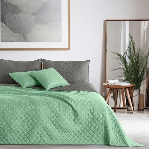 DecoKing Tagesdecke 260 x 280 Steel Silver Grey Dimgray Zweiseitig Pflegeleicht Axel
