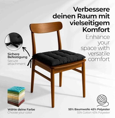 Etérea Türkiswaschbares Sitzkissen Stuhl 40x40 2er Set Inneneinbau - Outdoor & Indoor - OEKO-TEX Made in Green