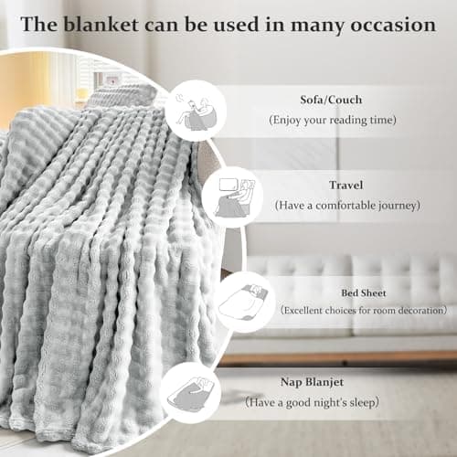 Kuscheldecke Milchsamt Blasen Decke Super Soft Warme Couchdecke 100 x 160cm White