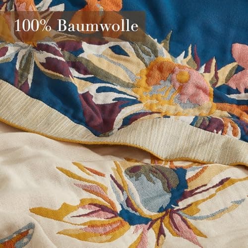 SOFTEXLY Boho Decke – Kuschelige Tagesdecke & Bettüberwurf 150x200cm, Aesthetic Design & Doppelseitige Musselin, Ideal f