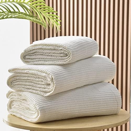 GAOWEI Premium Tagesdecke Grau - Multiwertige Sofa Cover 180x230cm - Dekorative Fransen, Groß Waffelmuster, als Bett- un