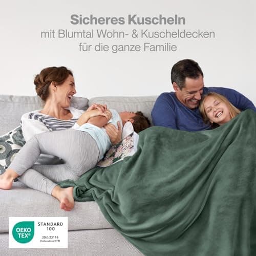 Blumtal wohndecke Anthrazit - flauschig - Oeko-TEX zertifiziert - 130x150 cm - Couch & Wohnzimmernutzung - Fliesdecke -
