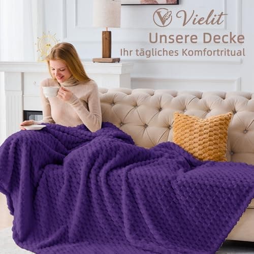 Vielit Ultraweiche Kuscheldecke Flauschig Rot – Warme & Gemütliche Couch & Sofadecke, Atmungsaktiv & Pflegeleicht, OEKO-