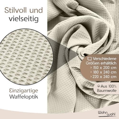 Tagesdecke Grau 100% Baumwolle Pflegeleicht Sommerdecke