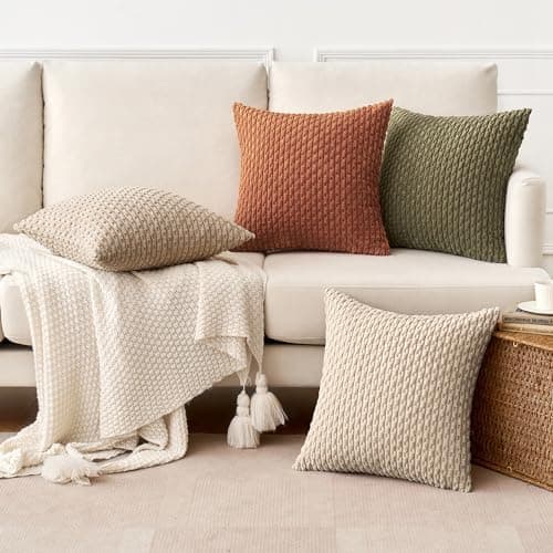 MIULEE 4er Set Dekorative Kissenhülle Wohnzimmer Schlafzimmer Orange Grün