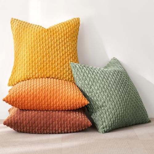 MIULEE 4er Set Dekorative Kissenhülle Wohnzimmer Schlafzimmer Orange Grün