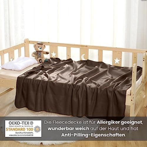 Wometo 2er Set Polar Fleecedecke OekoTex Lilaviolett Anti-Pilling Kettelrand