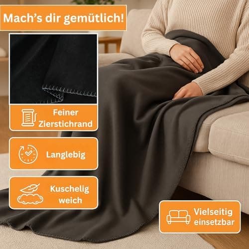 HLKauf Fleecedecke kuschelig, atmungsaktiv und knitterarm 150x200 cm - perfekt für die ganze Familie im Winter-HLKauf-Bl