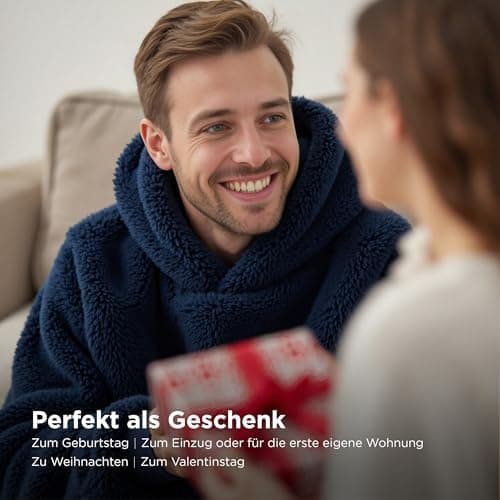 BEDSURE Hoodie Decke mit Ärmeln - Warme Kuschelpullover für Frauen - Tragbare Erwachsenendekke Grau OEKO-TEX 95x85 cm