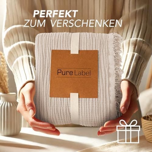 Oeko-Tex zertifizierte Musselin Tagesdecke 220x240cm Hellblau | Couch- & Sofadecke XXL | Baumwolle Qualität