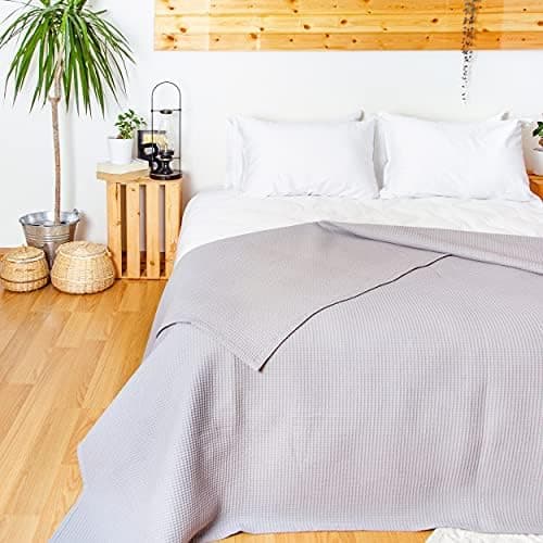 LAYNENBURG Premium Sommerdecke 150 x 200 cm - Waffelpique 100% Baumwolle - Creme OEKO-TEX STANDARD 100