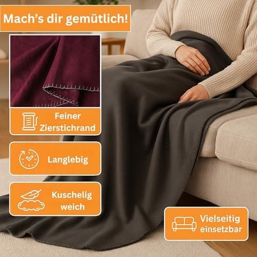HLKauf Fleecedecke kuschelig, atmungsaktiv und knitterarm 150x200 cm - perfekt für die ganze Familie im Winter-HLKauf-Bl