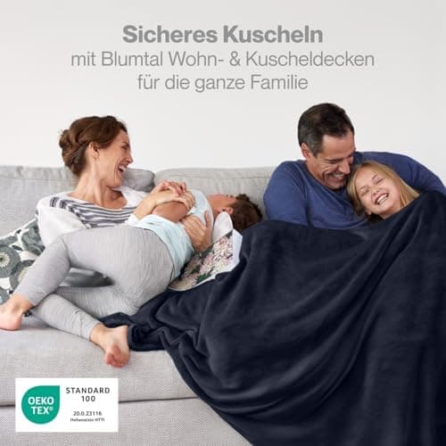 Blumtal wohndecke Anthrazit - flauschig - Oeko-TEX zertifiziert - 130x150 cm - Couch & Wohnzimmernutzung - Fliesdecke -