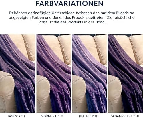 Dreamzie - Flauschig Fleecedecke 100% Polyester - Weicher Haptik - Lila - Kuscheldeko für Sofa und Bett - Großformat 130