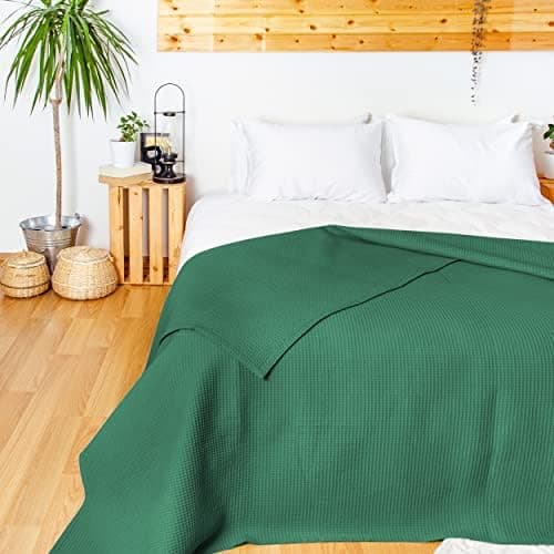 LAYNENBURG Premium Sommerdecke 150 x 200 cm - Waffelpique 100% Baumwolle - Creme OEKO-TEX STANDARD 100
