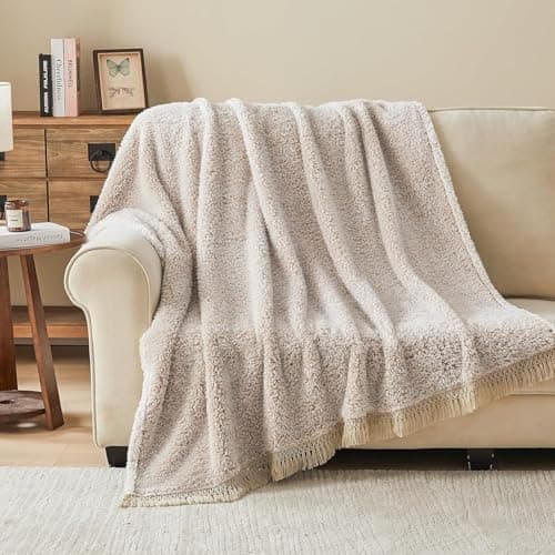 EMME Flauschige Sherpa Kuscheldecke Oeko-Tex 150x200 cm, perfekt für Winterspazieren und Relaxen - doppelseitig weich, l