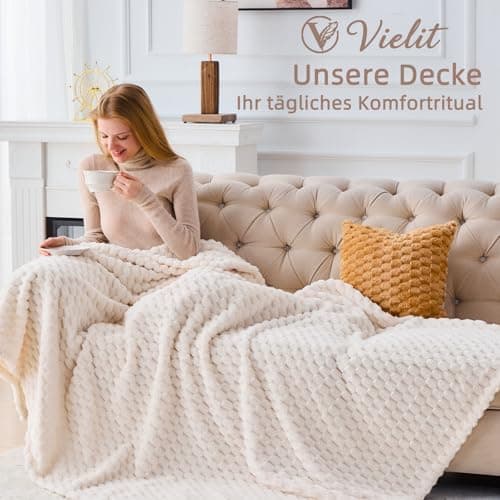Vielit Ultraweiche Kuscheldecke Flauschig Rot – Warme & Gemütliche Couch & Sofadecke, Atmungsaktiv & Pflegeleicht, OEKO-