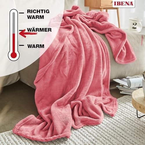 Ibena Kuscheldecke Olbia - flauschig, warm & waschbar, ideal für Kinder im Rose Farbton OEKO-TEX STANDARD 100  
Ibena Ku
