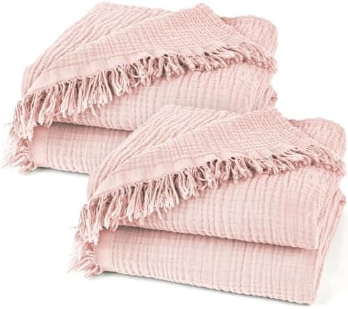 Oeko-Tex zertifizierte Musselin Tagesdecke 220x240cm Hellblau | Couch- & Sofadecke XXL | Baumwolle Qualität