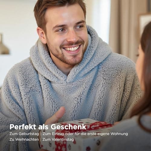 BEDSURE Hoodie Decke mit Ärmeln - Warme Kuschelpullover für Frauen - Tragbare Erwachsenendekke Grau OEKO-TEX 95x85 cm