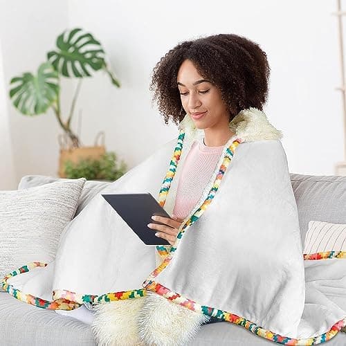 Rosa Sherpa Fleece Ärmeldecke für Frauen als Geschenk(te) warm und weich 152x125cm