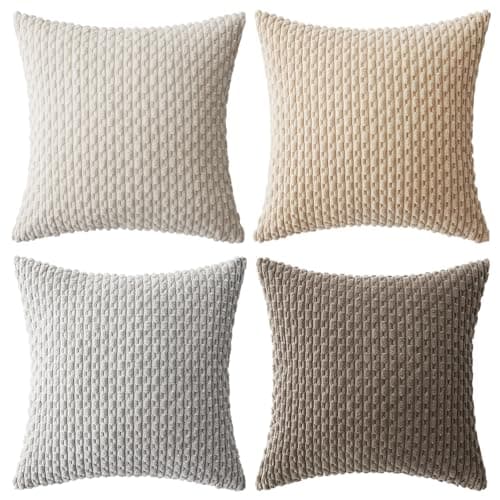 MIULEE 4er Set Dekorative Kissenhülle Wohnzimmer Schlafzimmer Orange Grün