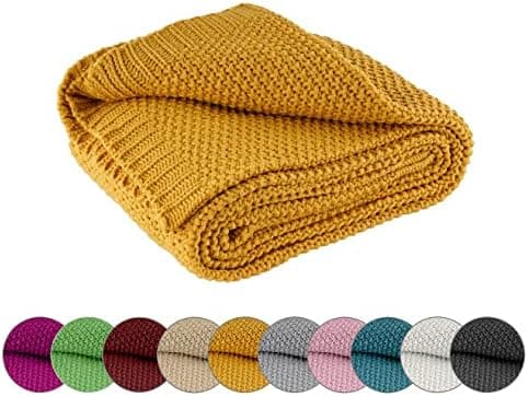 Wometo Kuscheldecke Strick warme weiche Strickmuster grau 140x190 OEKO-TEX
