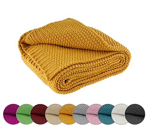 Wometo Kuscheldecke Strick warme weiche Strickmuster grau 140x190 OEKO-TEX