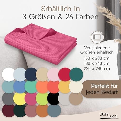 Tagesdecke Grau 100% Baumwolle Pflegeleicht Sommerdecke