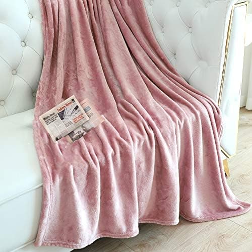 TASTHROW Weiche Fleecedecke für Wohnzimmer, Soft und Warm Tagesdecke, perfekt für Familie und Gäste (Rosa, 130x180cm)
