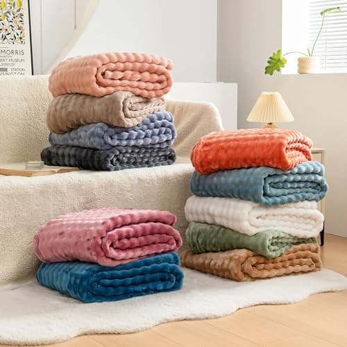 Kuscheldecke Milchsamt Blasen Decke Super Soft Warme Couchdecke 100 x 160cm White