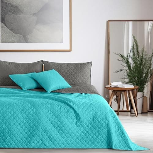 DecoKing Tagesdecke 260 x 280 Steel Silver Grey Dimgray Zweiseitig Pflegeleicht Axel