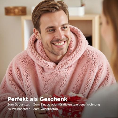 BEDSURE Hoodie Decke mit Ärmeln - Warme Kuschelpullover für Frauen - Tragbare Erwachsenendekke Grau OEKO-TEX 95x85 cm