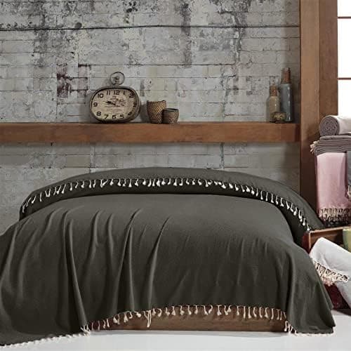 Mixibaby Tagesdecke Anthrazit 220x240 LuxTouch 100% Baumwolle