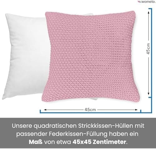 Wometo Oeko-TEX Sofakissenbezug Strick 45x45 türkis Petrol Reißverschluss warme weiche Kissenhülle OEKO-TEX STANDARD 100