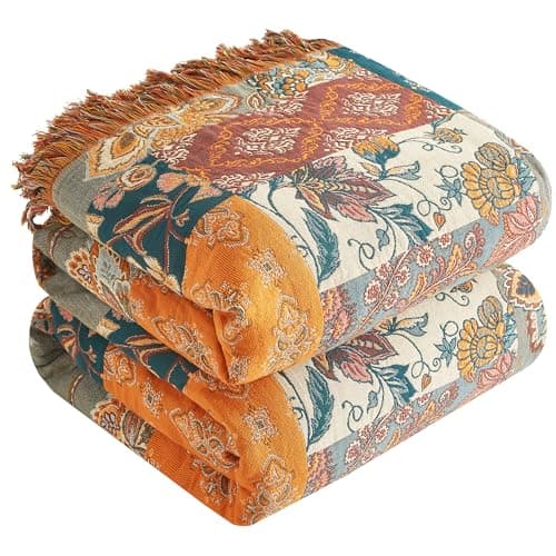 SOFTEXLY Boho Decke – Kuschelige Tagesdecke & Bettüberwurf 150x200cm, Aesthetic Design & Doppelseitige Musselin, Ideal f