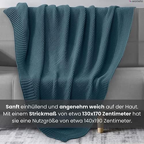 Wometo Kuscheldecke Strick warme weiche Strickmuster grau 140x190 OEKO-TEX