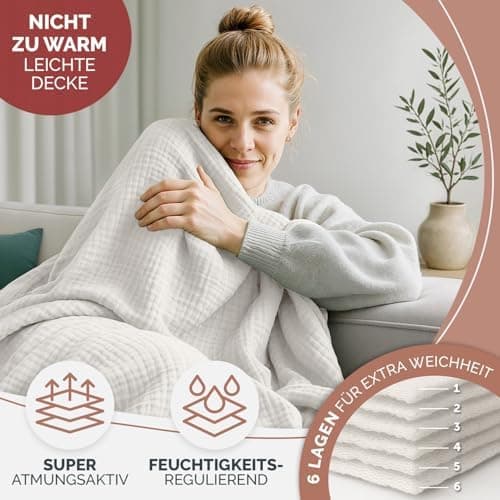Blumtal Oeko-TEX Tagesdecke 150x200 cm - Bettüberwurf Anthrazit - Baumwolle 100% - leichte Kuscheldecke - Couch Überwurf