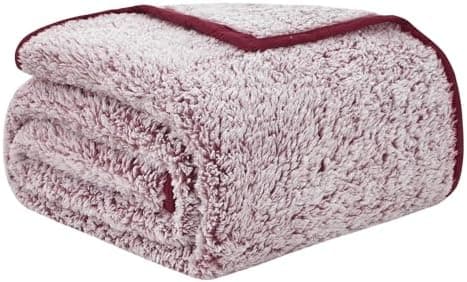 EMME Flauschige Sherpa Kuscheldecke Oeko-Tex 150x200 cm, perfekt für Winterspazieren und Relaxen - doppelseitig weich, l