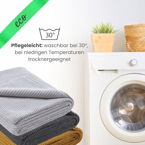 Wometo Kuscheldecke Strick warme weiche Strickmuster grau 140x190 OEKO-TEX