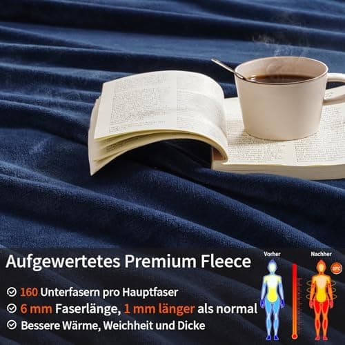 Oeko-Tex Weich Warm Kuscheldecke PHF Flauschig Fleecedecke 130x150cm - Beige, Couch, Sofa & Bett Überwurf
