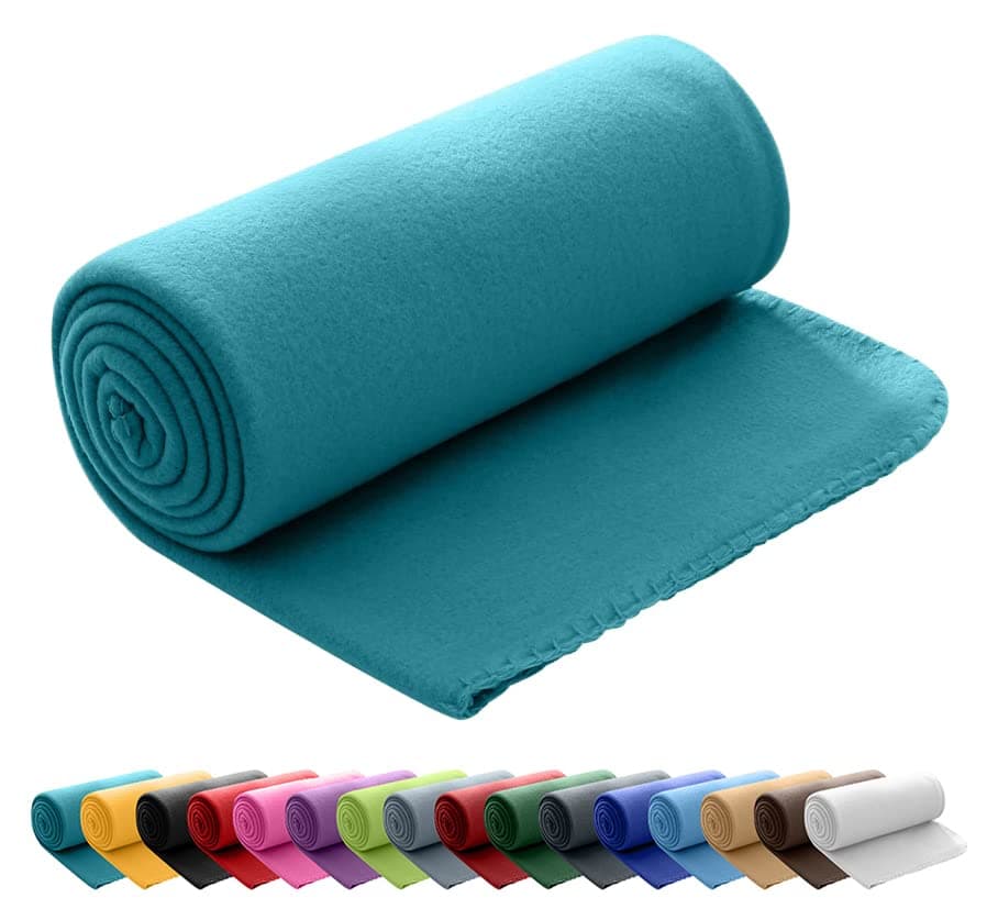 Polar Fleecedecke oekoTex 130x160 Anti-Pilling Kettelrand blau Mittelblau OEKO-TEX STANDARD 100