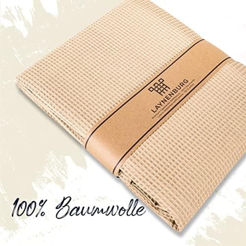 LAYNENBURG Premium Sommerdecke 150 x 200 cm - Waffelpique 100% Baumwolle - Creme OEKO-TEX STANDARD 100