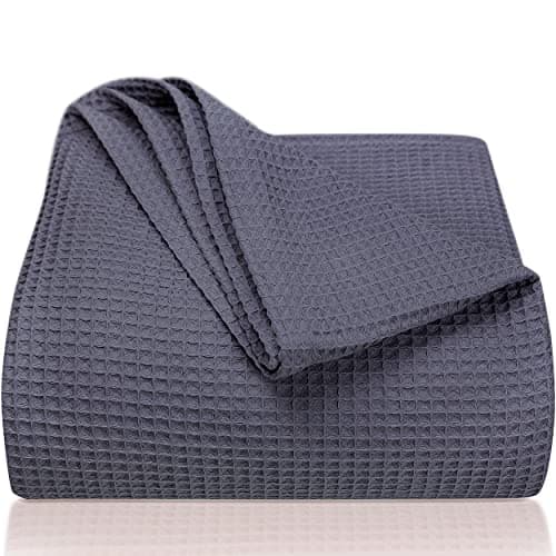 LAYNENBURG Premium Sommerdecke 150 x 200 cm - Waffelpique 100% Baumwolle - Creme OEKO-TEX STANDARD 100