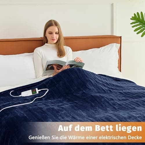 BOMOVA Heizdecke Grau, 130x180cm, Warme Kuscheldecke mit Abschaltautomatik & Timertechnologie für Women & Wohnzimmer, We