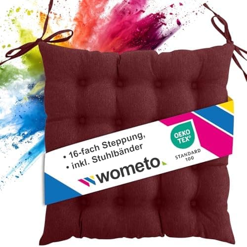 Wometo Sitzkissen Stuhl - dunkelgrau Oeko-TEX Sitzpolster mit Bändern für Indoor und Outdoor OEKO-TEX STANDARD 100  
Wom